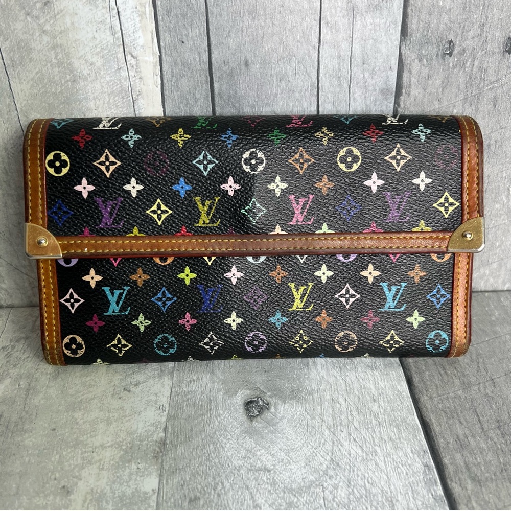 LOUIS VUITTON Authentic Multicolor Porte Tresor Monogram Long Wallet